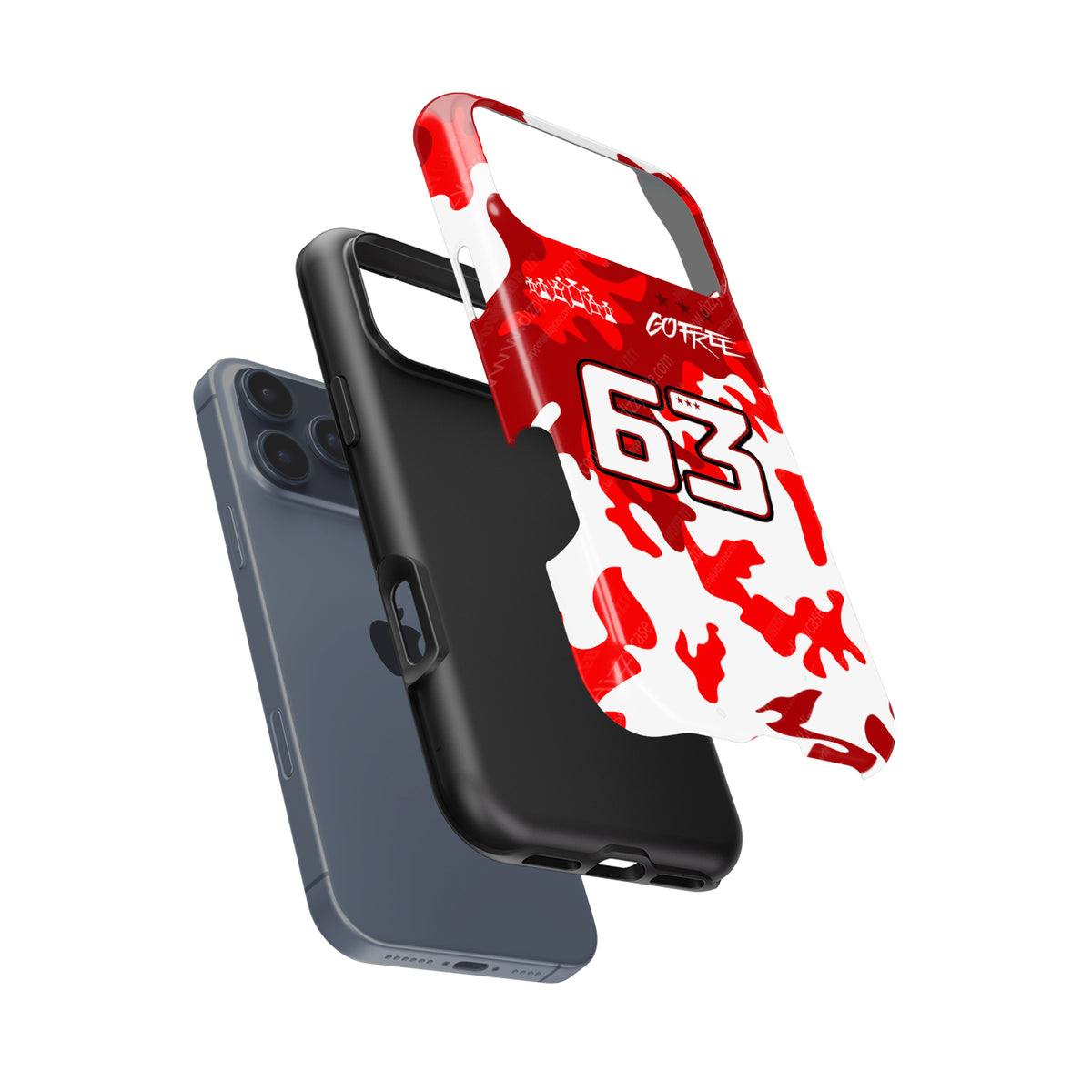 Francesco Bagnaia #63 Red Camo tough iPhone case