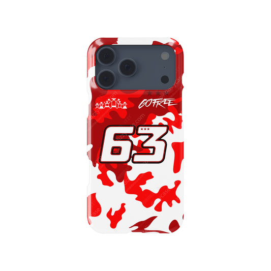 Francesco Bagnaia #63 Red Camo Helmet Phone Case | Ducati MotoGP 2026 Edition for iPhone