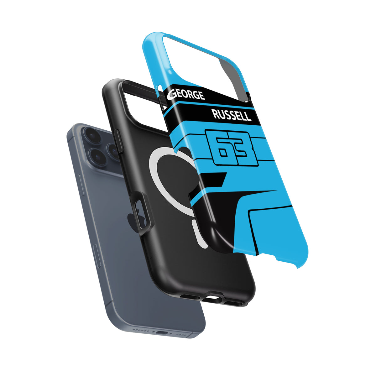 George Russell 2025 F1 Helmet Livery – Racing Number 63 Edition Formula 1 racing iPhone case view 7