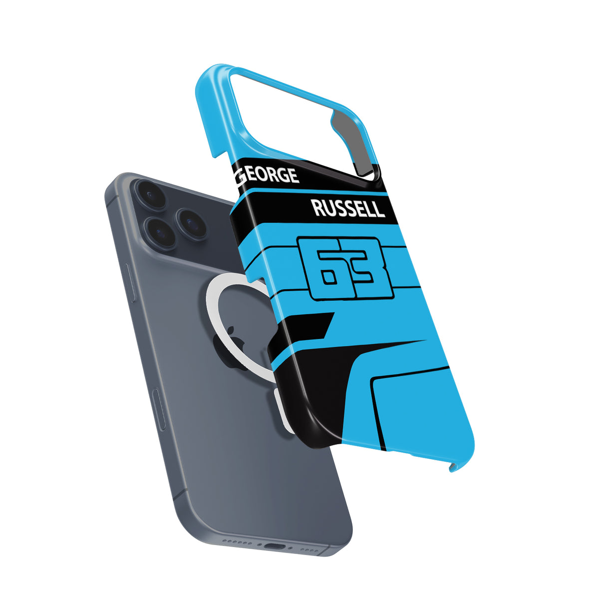 George Russell 2025 F1 Helmet Livery – Racing Number 63 Edition Formula 1 racing iPhone case view 4