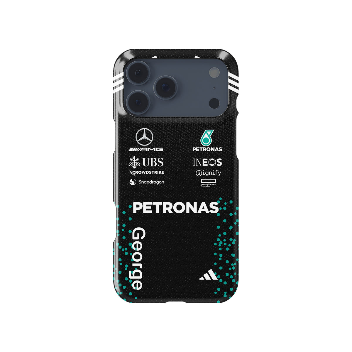 George Russell 2025 Mercedes F1 Race Suit – AMG Petronas Edition Formula 1 racing iPhone case view 1