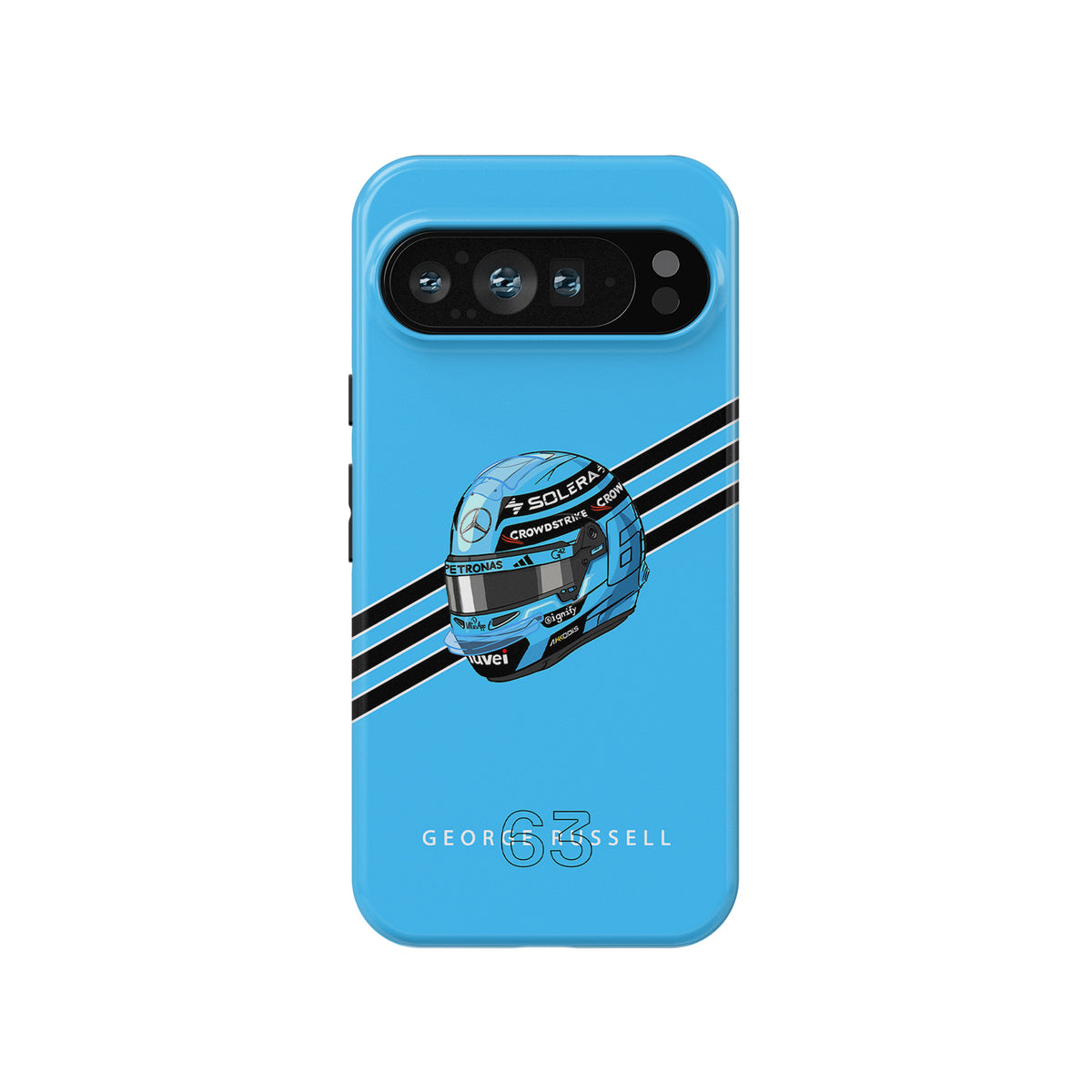 George Russell 2025 Helmet Phone Case – Multi-Device Blue Edition (Pixel, Xiaomi, OnePlus, Huawei)