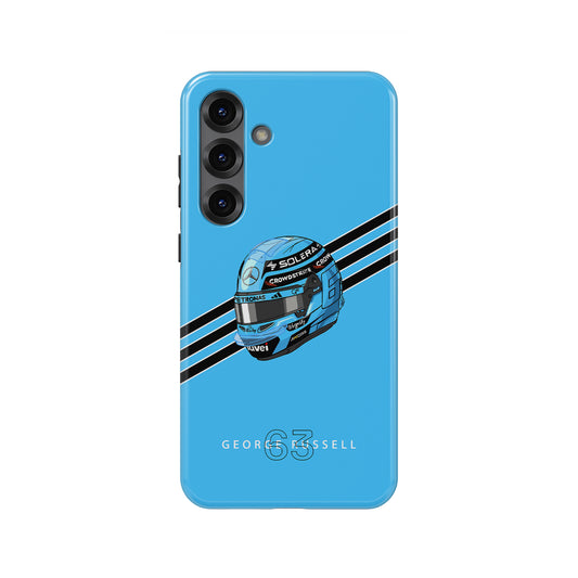George Russell 2025 Helmet Phone Case – Light Blue F1 Design for Samsung Galaxy