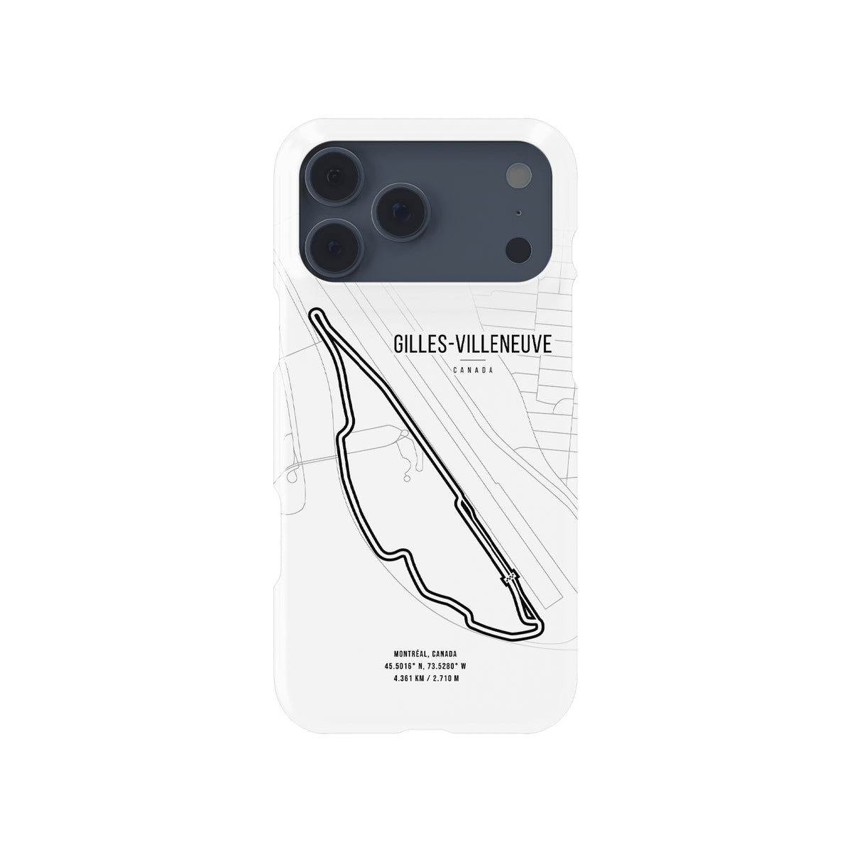 Gilles Villeneuve Montreal F1 Track Grand Prix Map Formula 1 racing iPhone case view 1