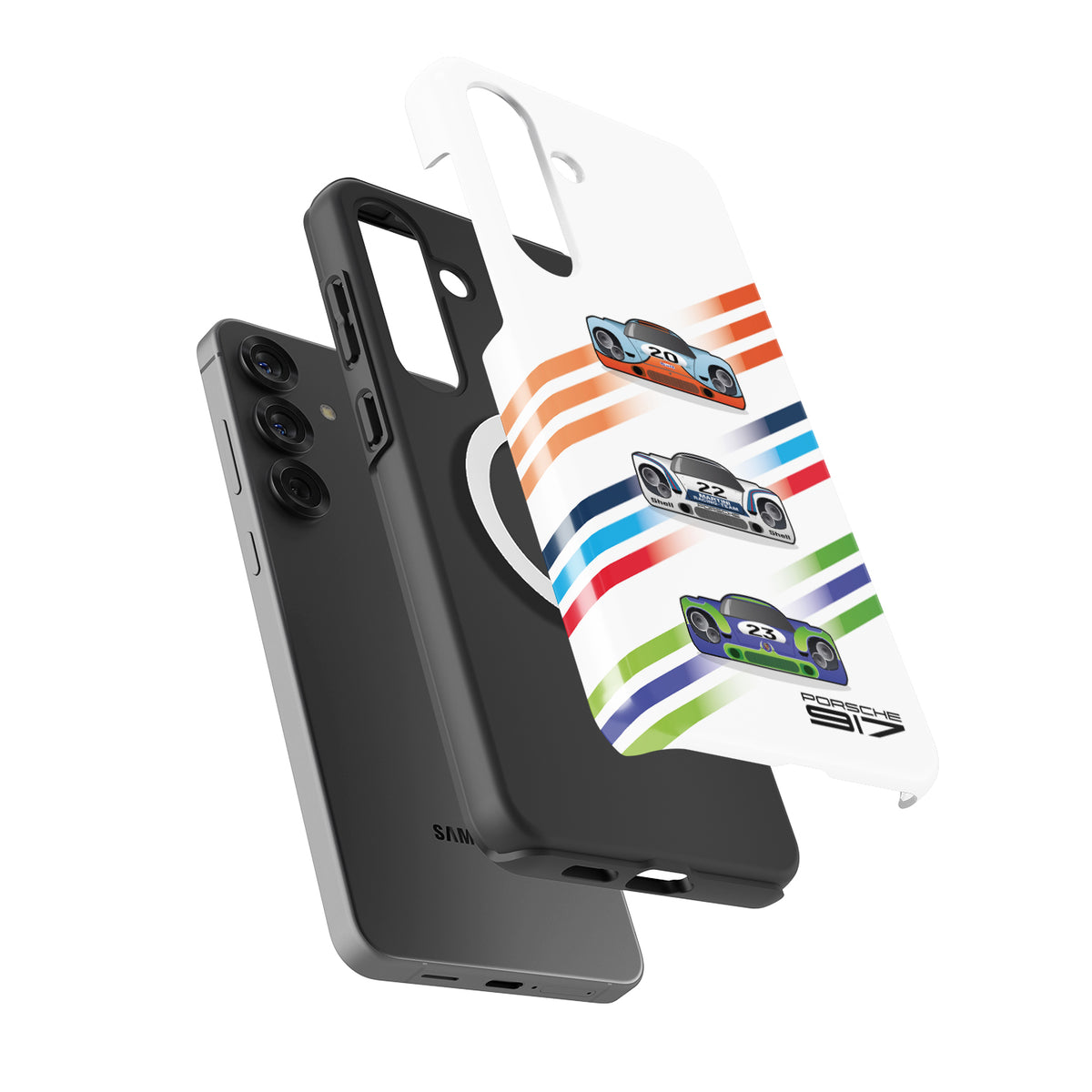Porsche 917 Gulf, Martini, and Hippie Samsung Case – Classic Racing Legacy