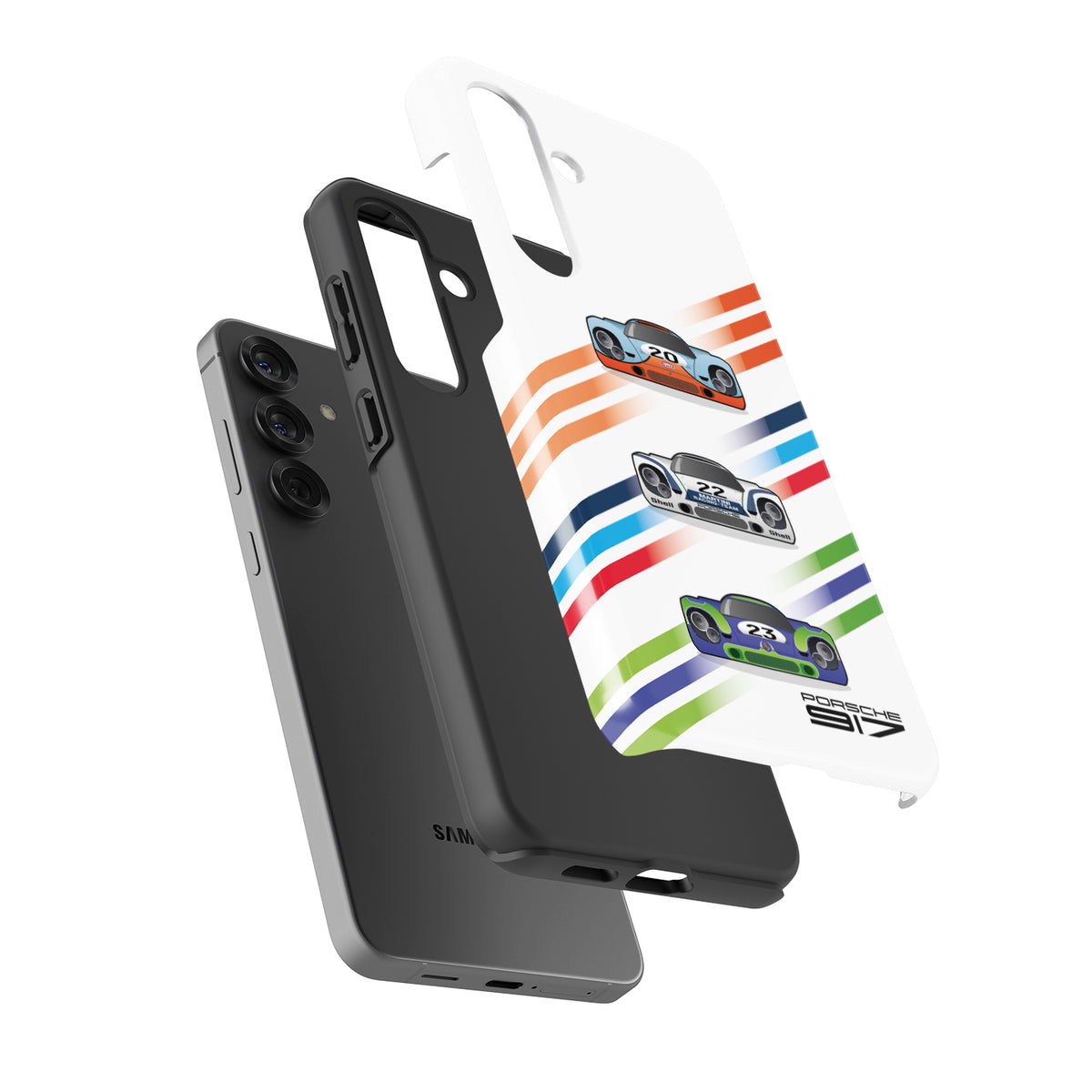 Porsche 917 Gulf, Martini, and Hippie Samsung Case – Classic Racing Legacy