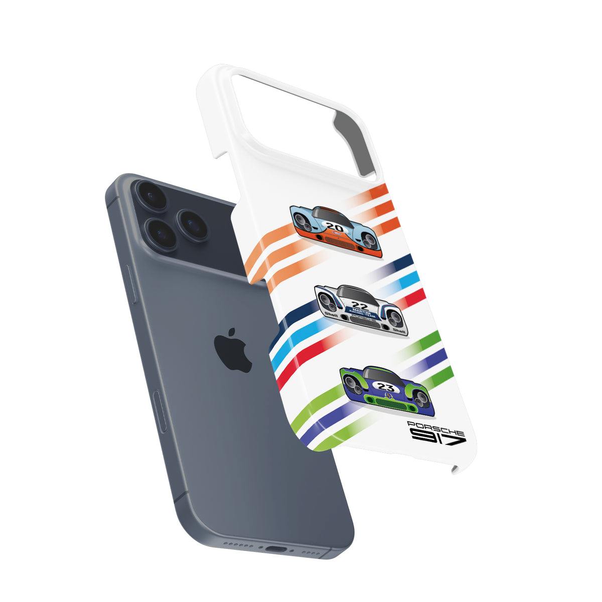 Iconic Porsche 917 Racing iPhone Case – Gulf, Martini, and Hippie Liveries
