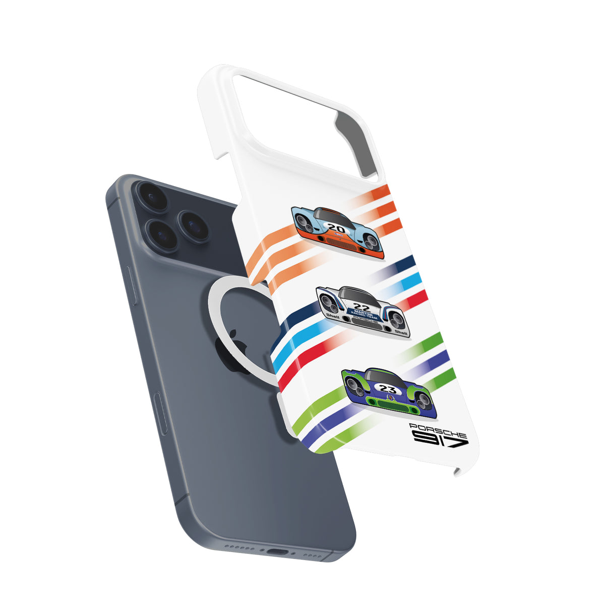 Iconic Porsche 917 Racing iPhone Case – Gulf, Martini, and Hippie Liveries