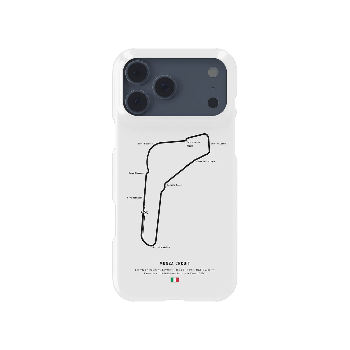 Monza Track Map – Temple of Speed Edition Formula 1 racing iPhone case view 1