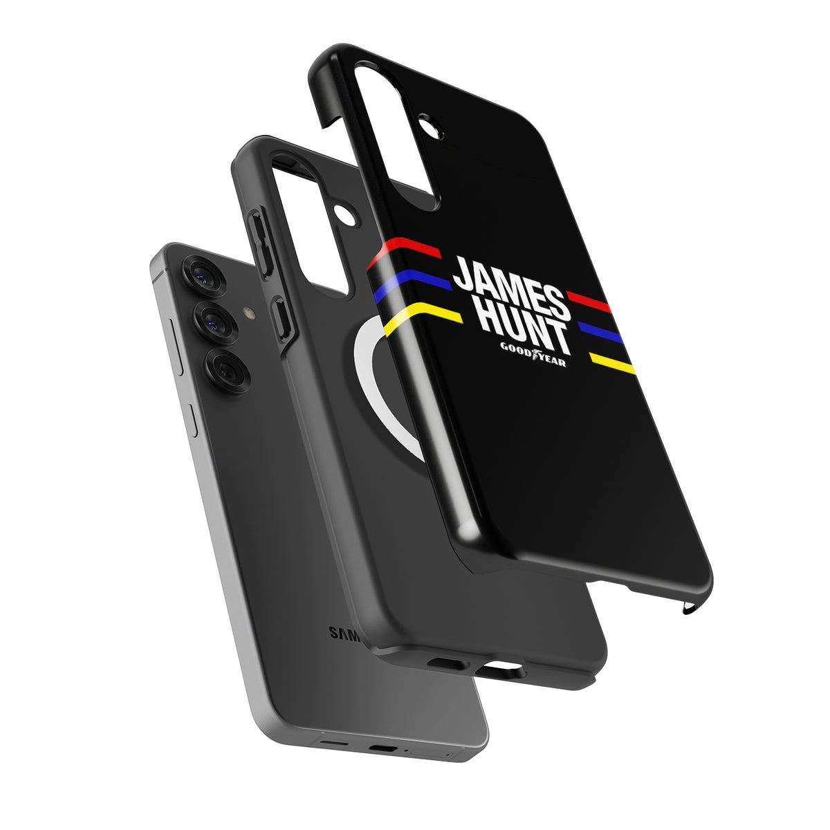 Relive Racing Glory: James Hunt Helmet Samsung Case