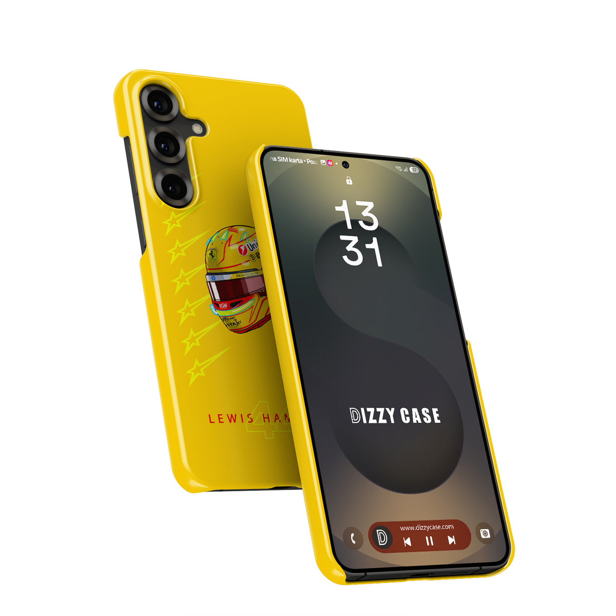 Lewis Hamilton 2025 Ferrari Helmet Phone Case – Yellow Legacy Design for Samsung Galaxy