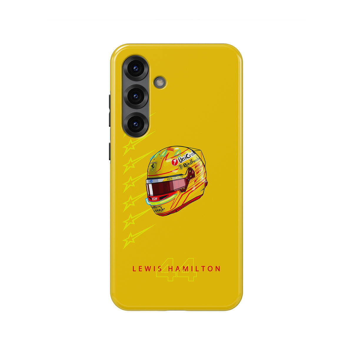 Lewis Hamilton 2025 Ferrari Helmet Phone Case – Yellow Legacy Design for Samsung Galaxy
