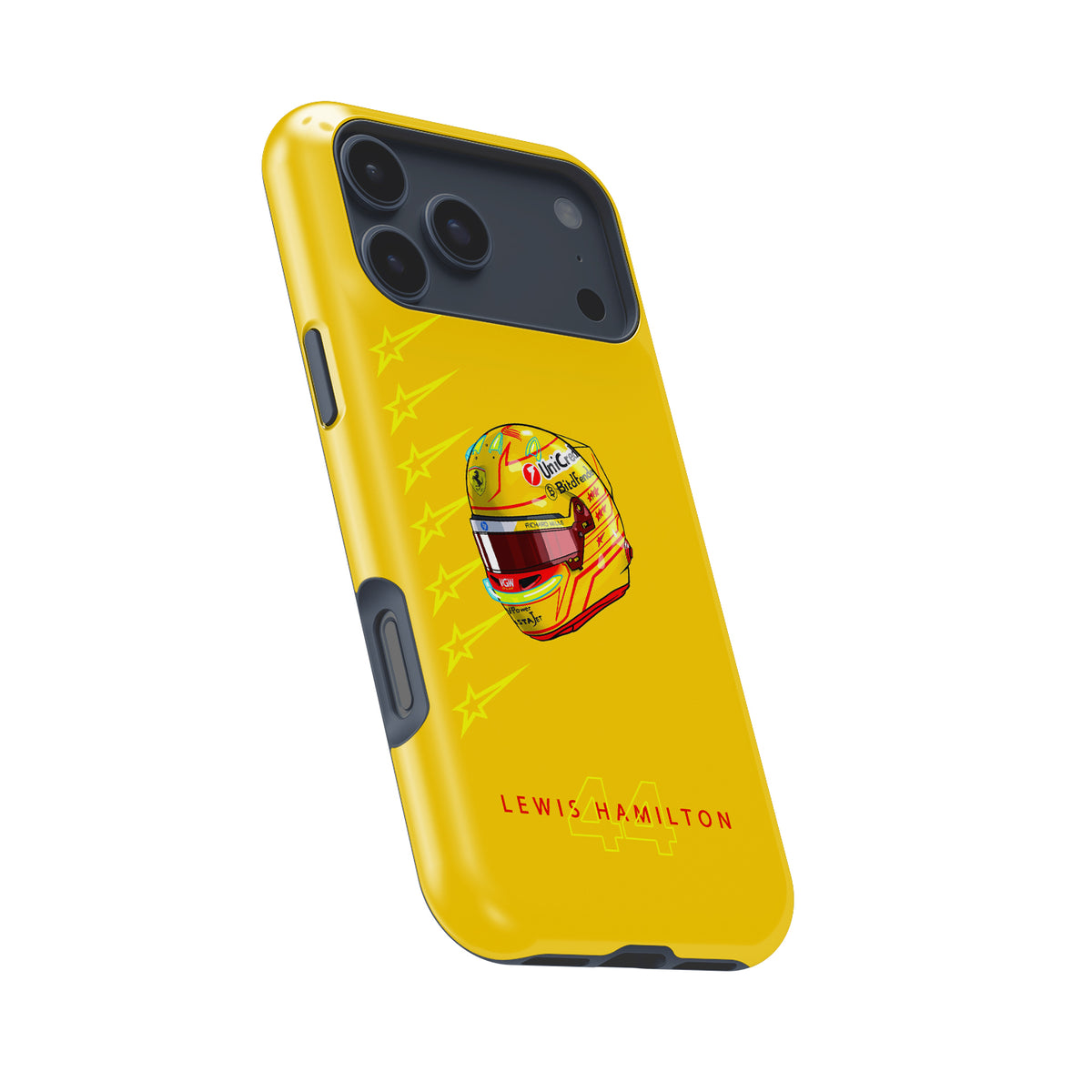 Lewis Hamilton 2025 Ferrari Helmet – Yellow Edition Formula 1 racing iPhone case view 8