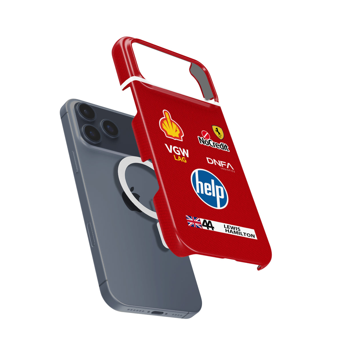 Lewis Hamilton Ferrari Parody Race Suit – Satirical “HELP” Edition Formula 1 racing iPhone case view 4