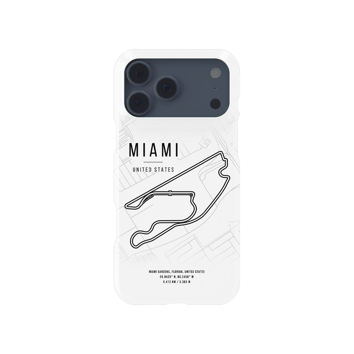 Miami F1 – Track Map of the Vibrant Grand Prix Formula 1 racing iPhone case view 1