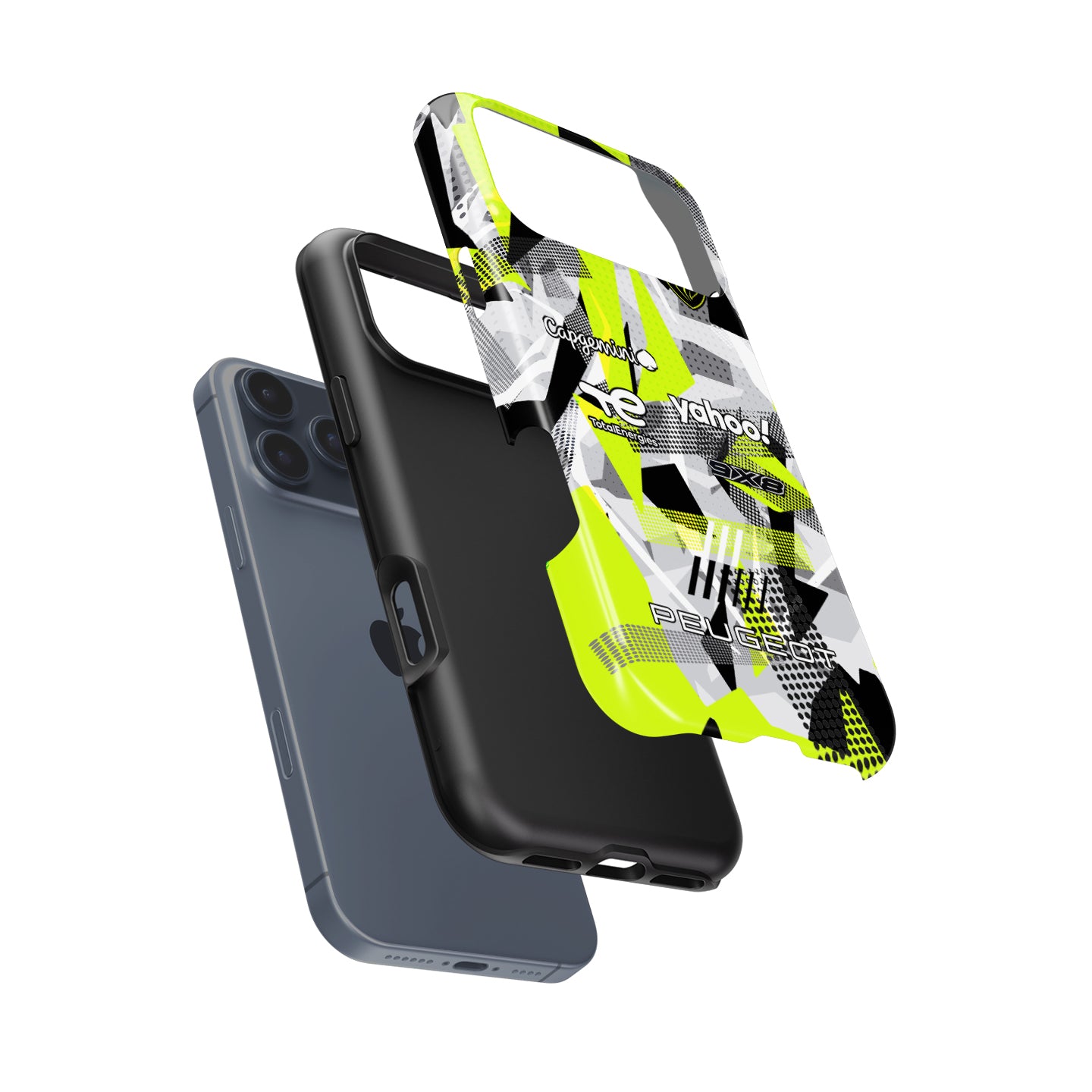 Peugeot 9X8 Hypercar Phone Case – Fragmented Pattern Design