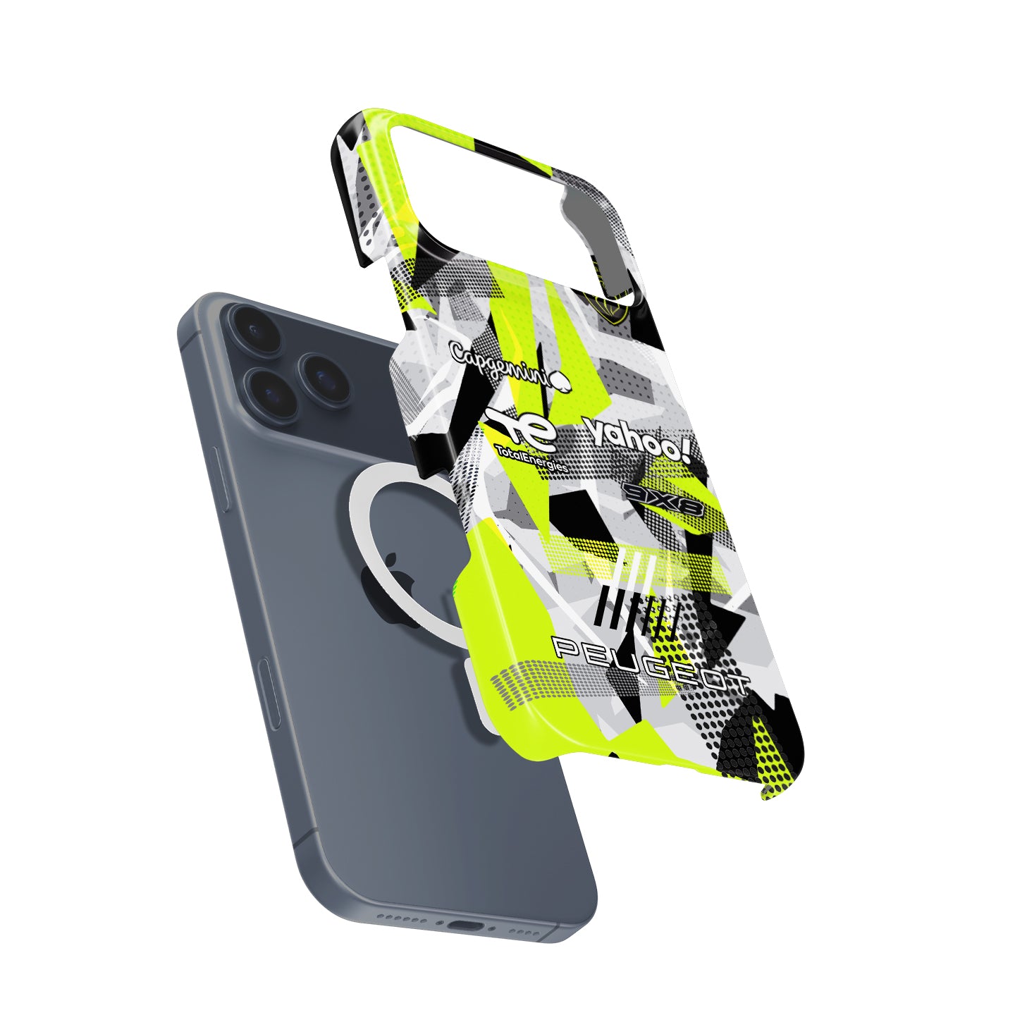 Peugeot 9X8 Hypercar Phone Case – Fragmented Pattern Design