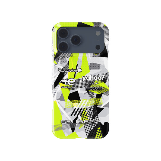 Peugeot 9X8 Hypercar Phone Case – Fragmented Pattern Design motorsport iPhone case view 1