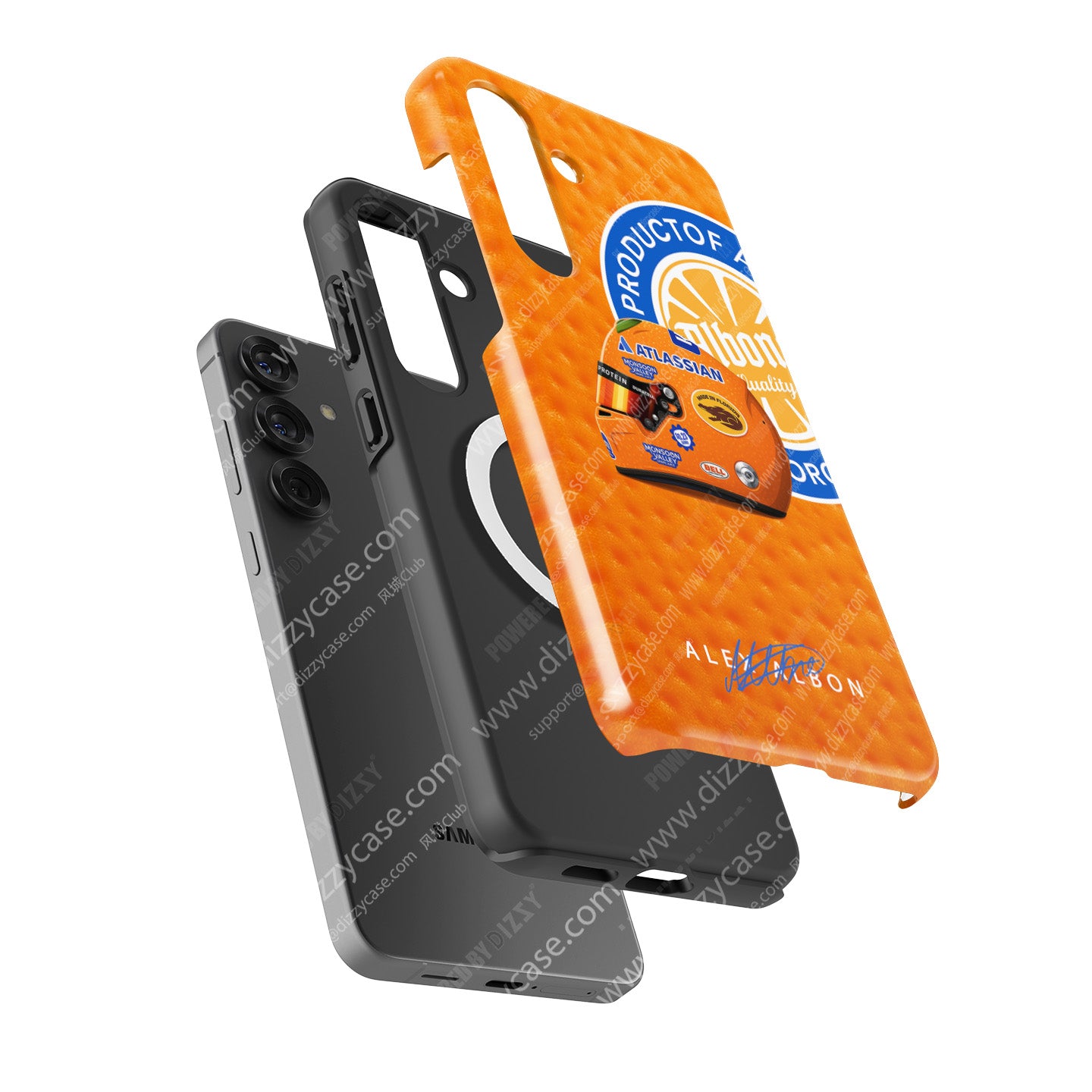 Alex Albon 2025 Miami GP Helmet Phone Case – Florida Orange Edition for Samsung Galaxy