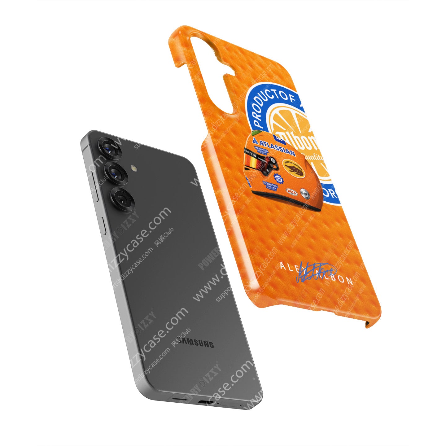 Alex Albon 2025 Miami GP Helmet Phone Case – Florida Orange Edition for Samsung Galaxy