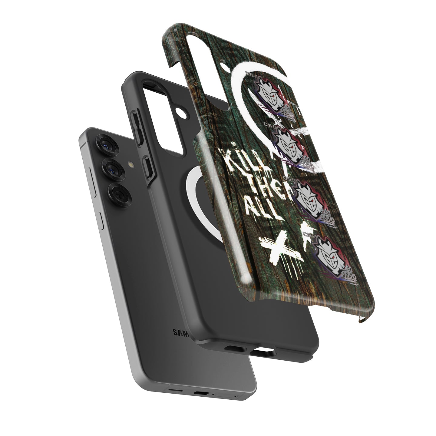 CS2 CSGO Phone Case - AK-47 Wasteland Rebel Skin with G2 Esports RMR 2020 Stickers - Samsung Models