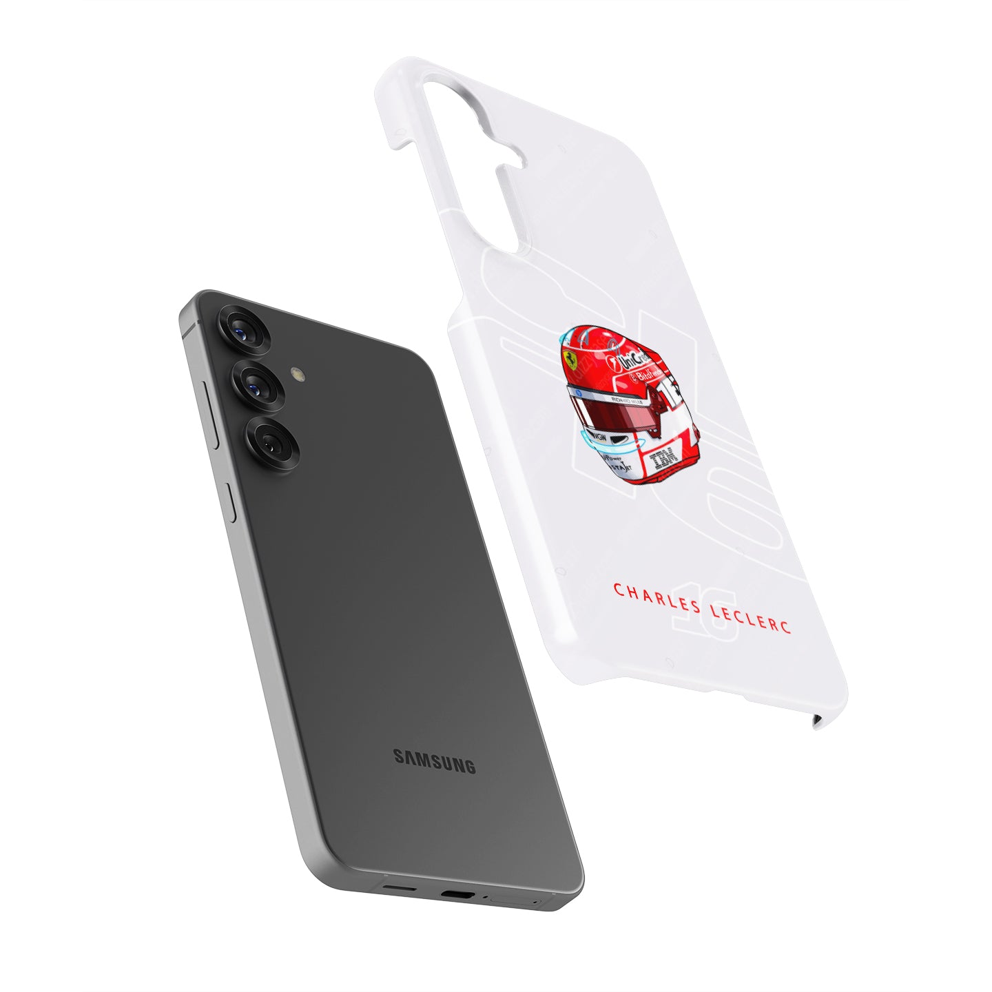 Charles Leclerc 2025 Helmet Phone Case – Ferrari Red & White Tribute for Samsung Galaxy | DIZZY CASE