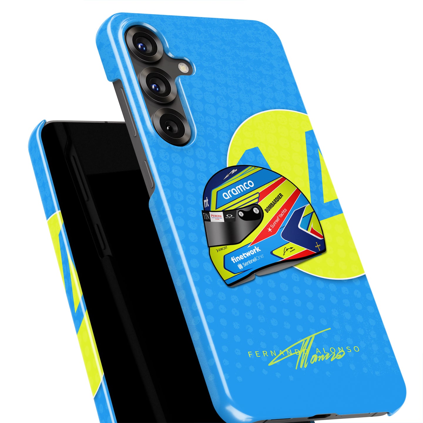 Bold Racing Style: Alonso 2023 Helmet Design for Samsung | DIZZY CASE