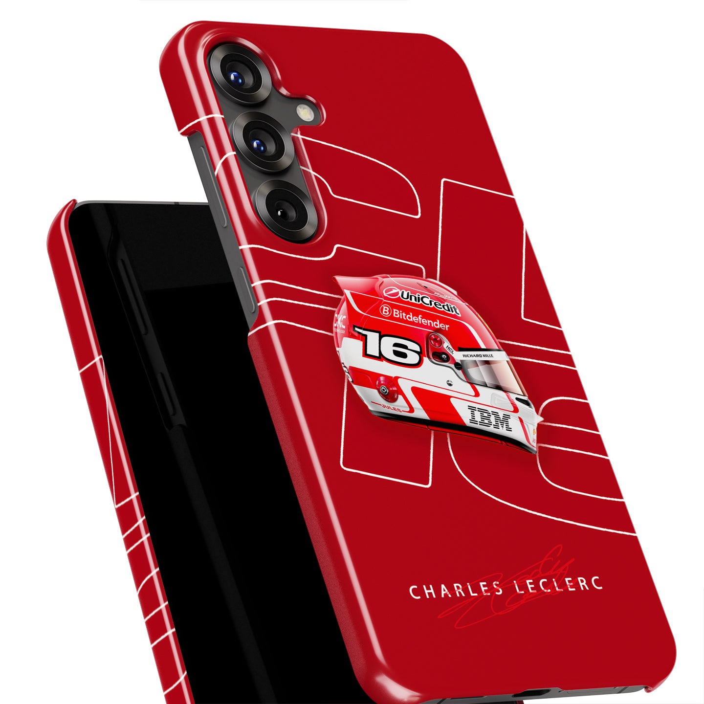 Charles Leclerc 2025 Ferrari Helmet Livery F1 Phone Case – CL16 Edition (Samsung Galaxy) | DIZZY CASE