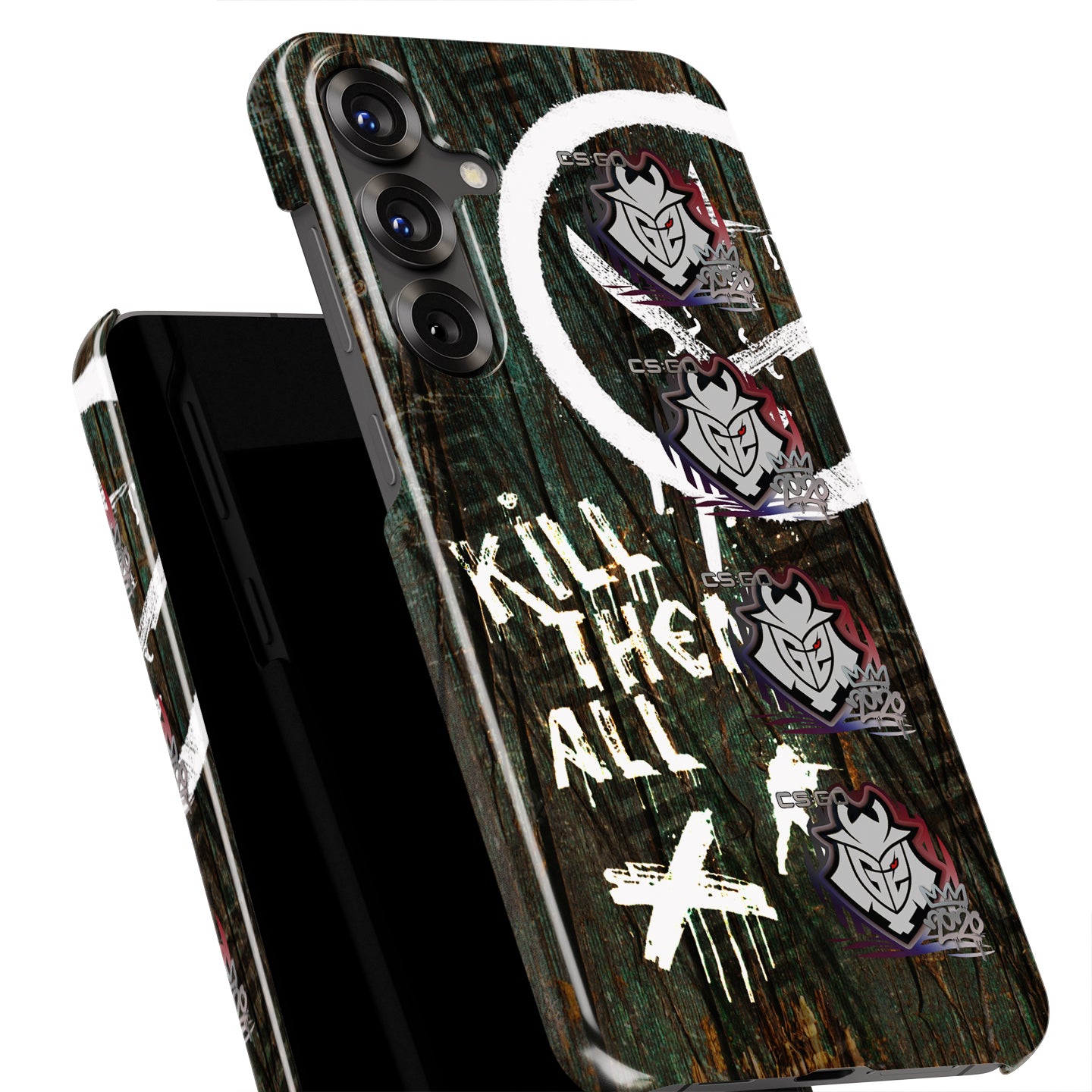 CS2 CSGO Phone Case - AK-47 Wasteland Rebel Skin with G2 Esports RMR 2020 Stickers - Samsung Models