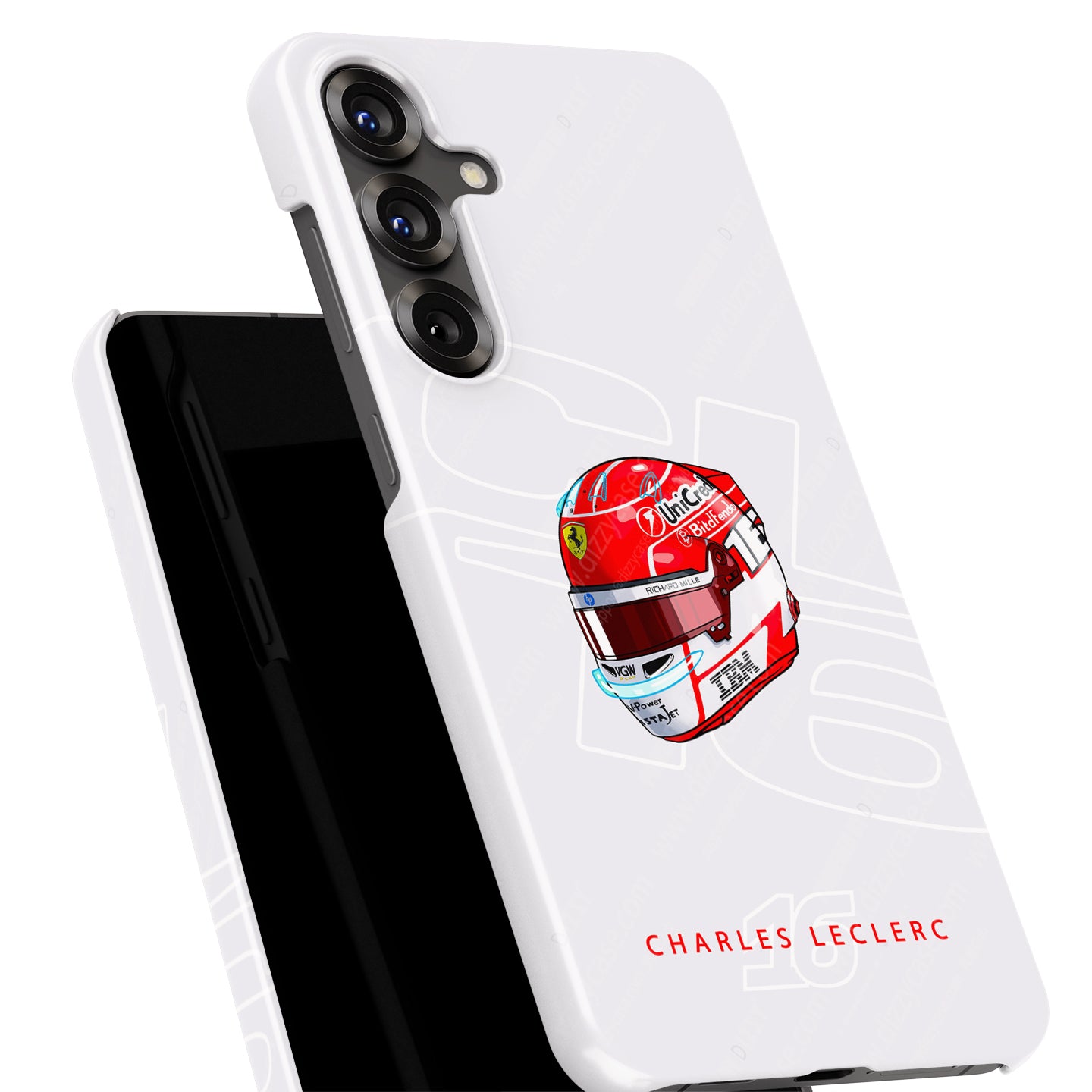 Charles Leclerc 2025 Helmet Phone Case – Ferrari Red & White Tribute for Samsung Galaxy | DIZZY CASE