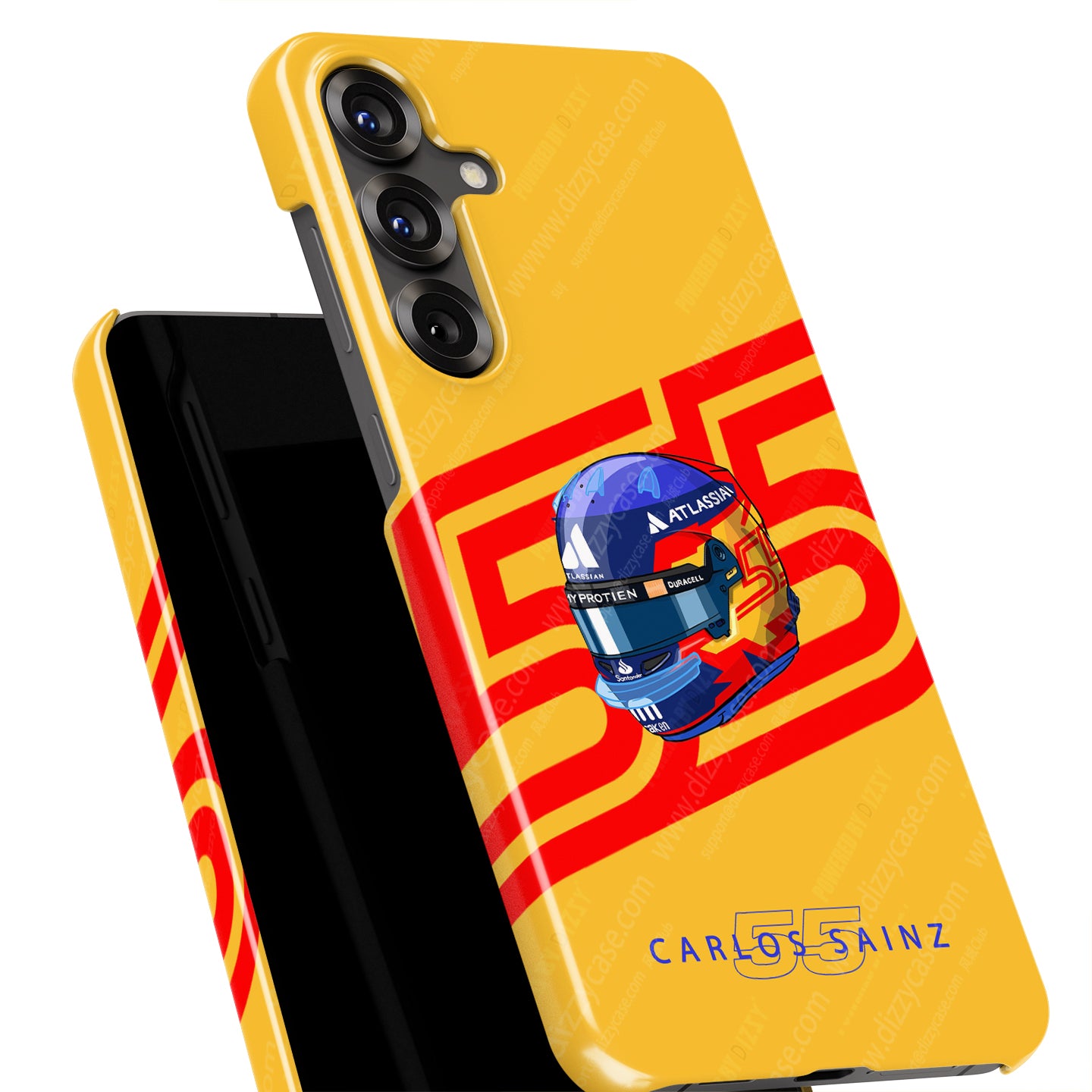 Carlos Sainz 2025 Helmet Tribute Phone Case – Red & Yellow 55 Design for Samsung Galaxy | DIZZY CASE
