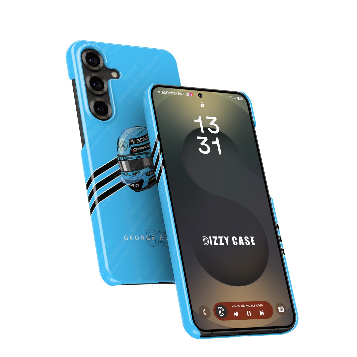 George Russell 2025 Helmet Phone Case – Light Blue F1 Design for Samsung Galaxy | DIZZY CASE