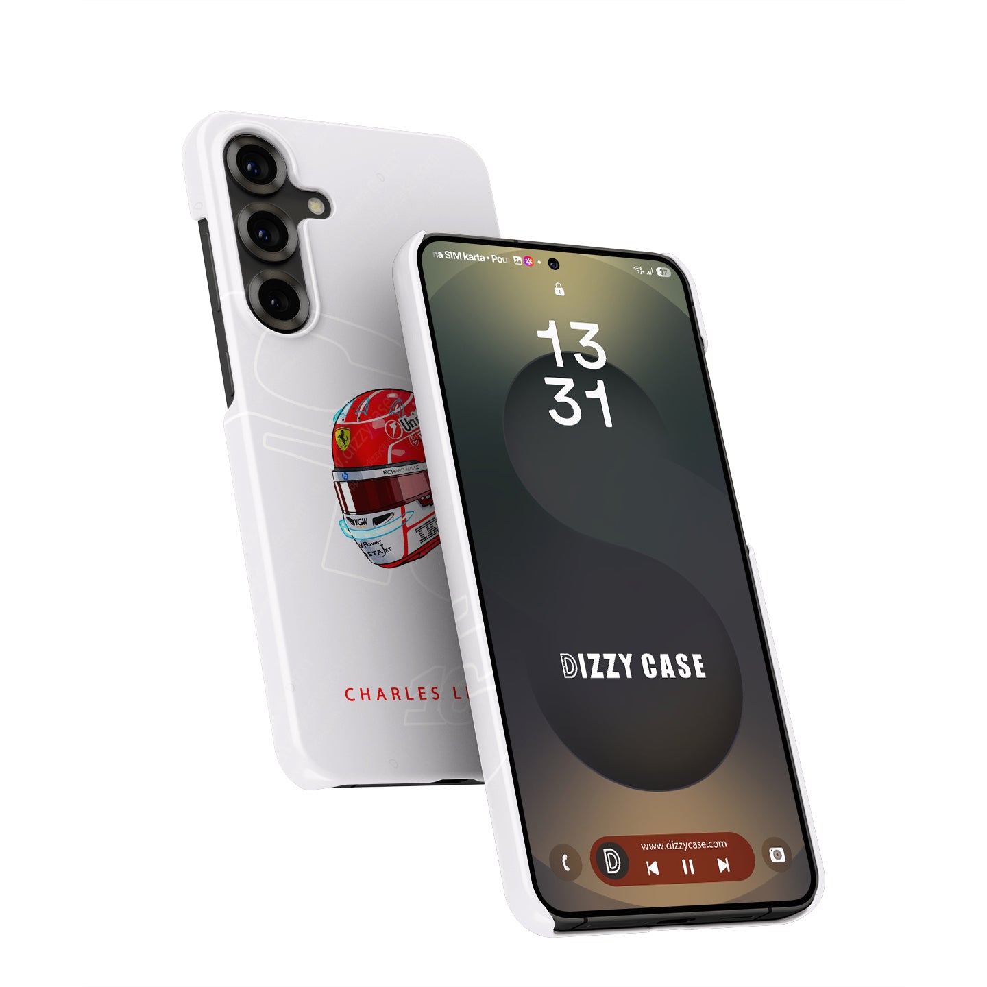 Charles Leclerc 2025 Helmet Phone Case – Ferrari Red & White Tribute for Samsung Galaxy | DIZZY CASE