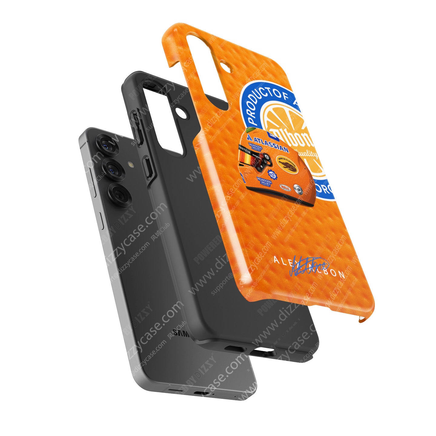 Alex Albon 2025 Miami GP Helmet Phone Case – Florida Orange Edition for Samsung Galaxy