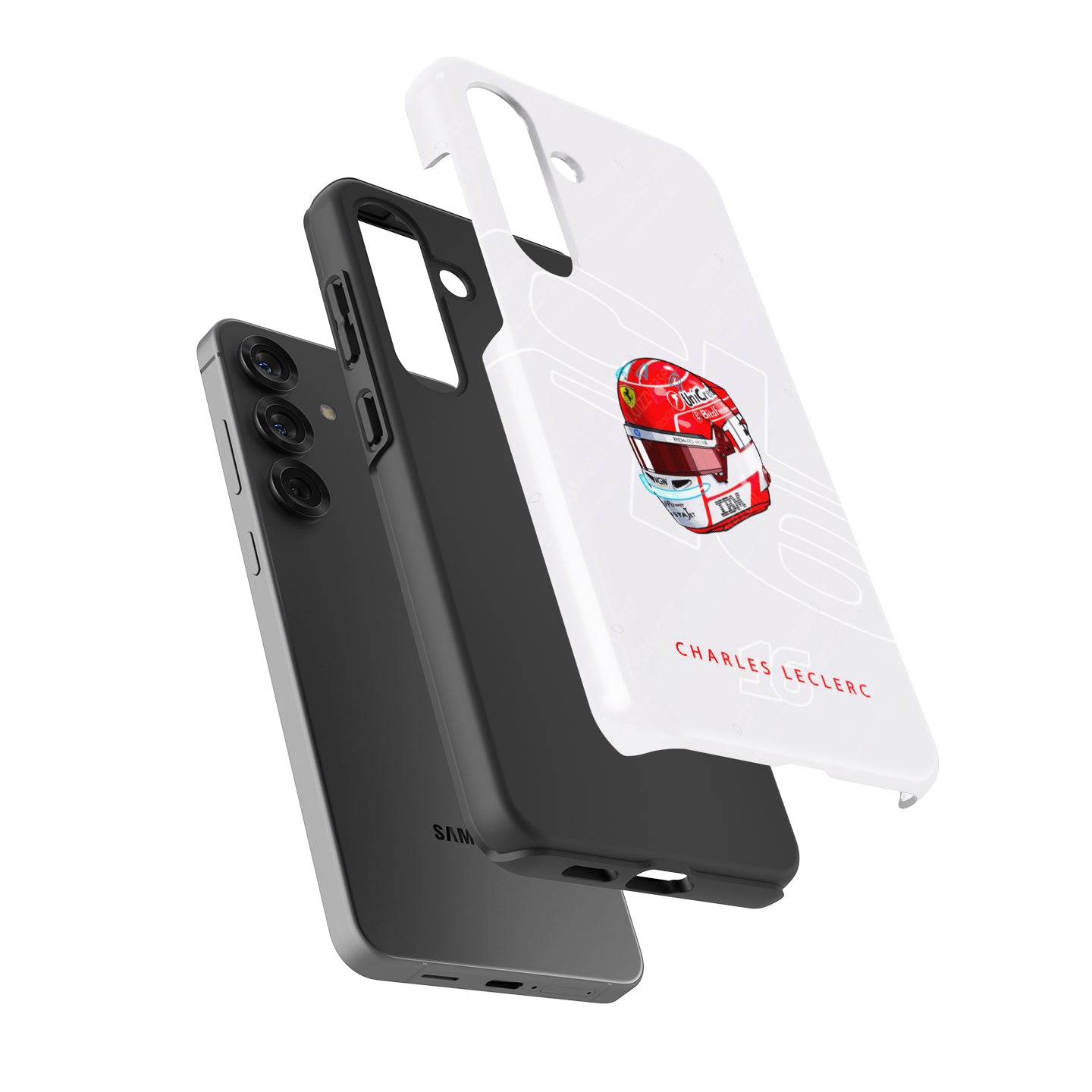 Charles Leclerc 2025 Helmet Phone Case – Ferrari Red & White Tribute for Samsung Galaxy | DIZZY CASE