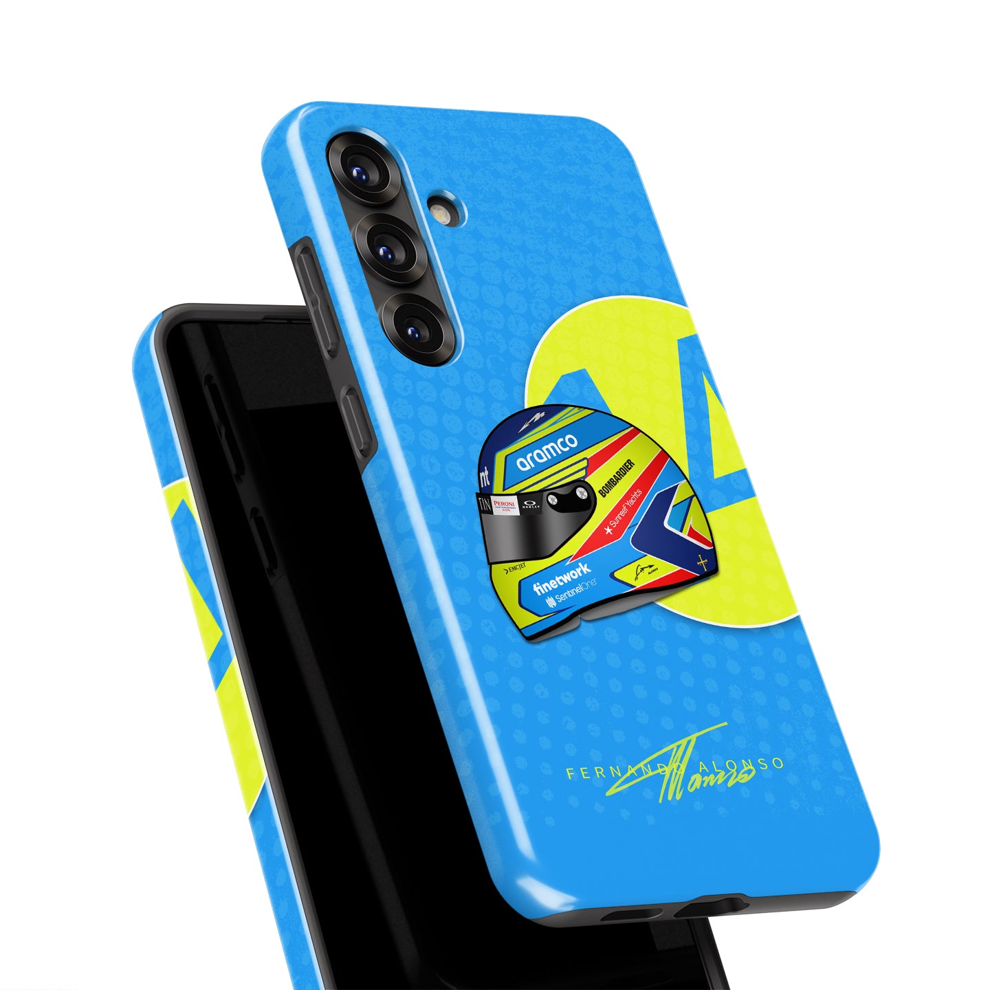 Bold Racing Style: Alonso 2023 Helmet Design for Samsung | DIZZY CASE