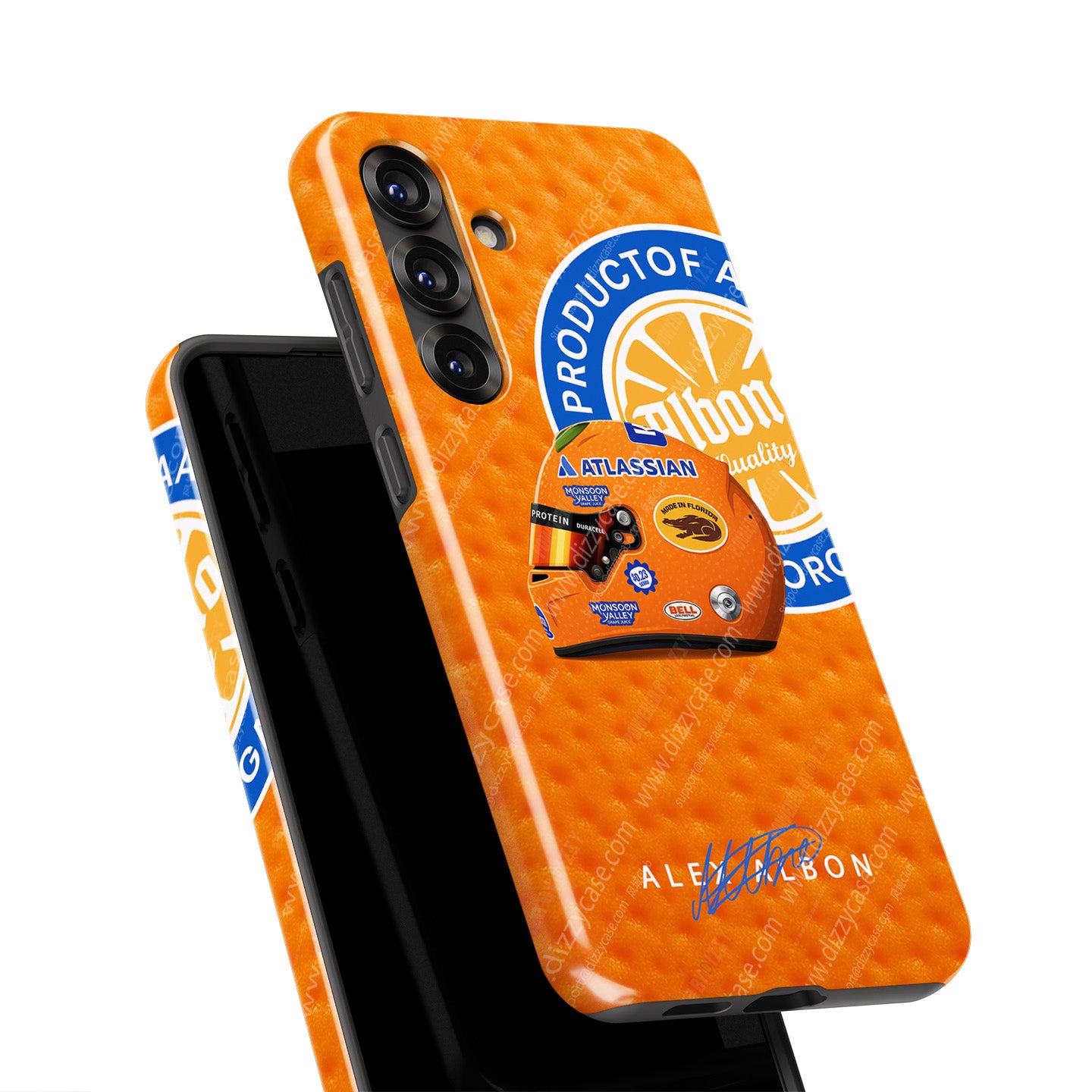 Alex Albon 2025 Miami GP Helmet Phone Case – Florida Orange Edition for Samsung Galaxy