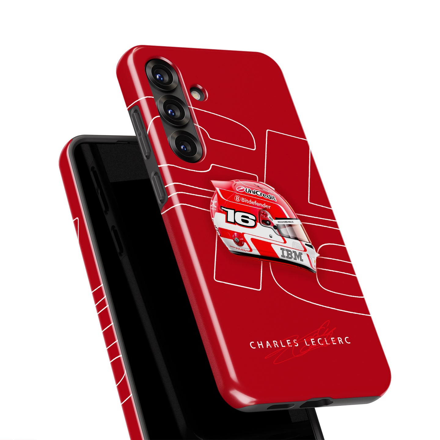 Charles Leclerc 2025 Ferrari Helmet Livery F1 Phone Case – CL16 Edition (Samsung Galaxy) | DIZZY CASE