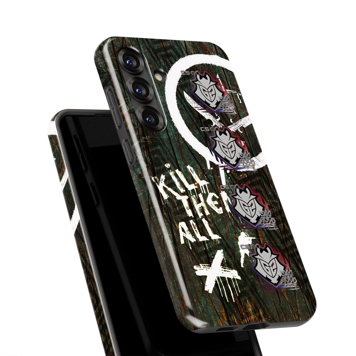 CS2 CSGO Phone Case - AK-47 Wasteland Rebel Skin with G2 Esports RMR 2020 Stickers - Samsung Models