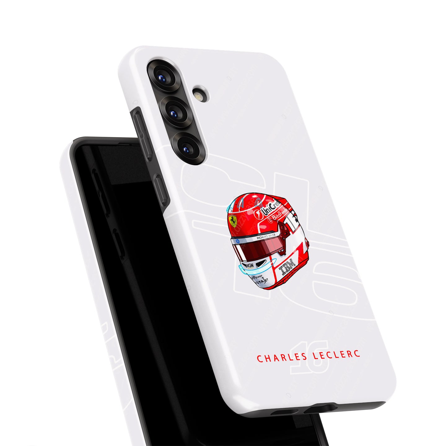 Charles Leclerc 2025 Helmet Phone Case – Ferrari Red & White Tribute for Samsung Galaxy | DIZZY CASE