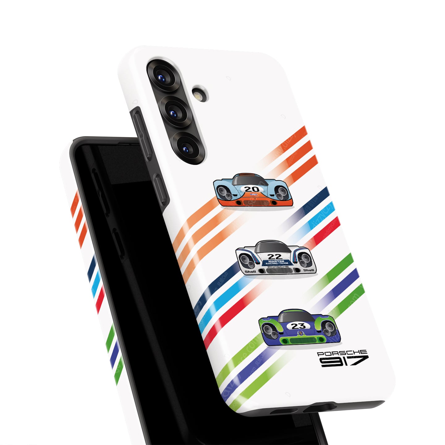 Porsche 917 Gulf, Martini, and Hippie Samsung Case – Classic Racing Legacy