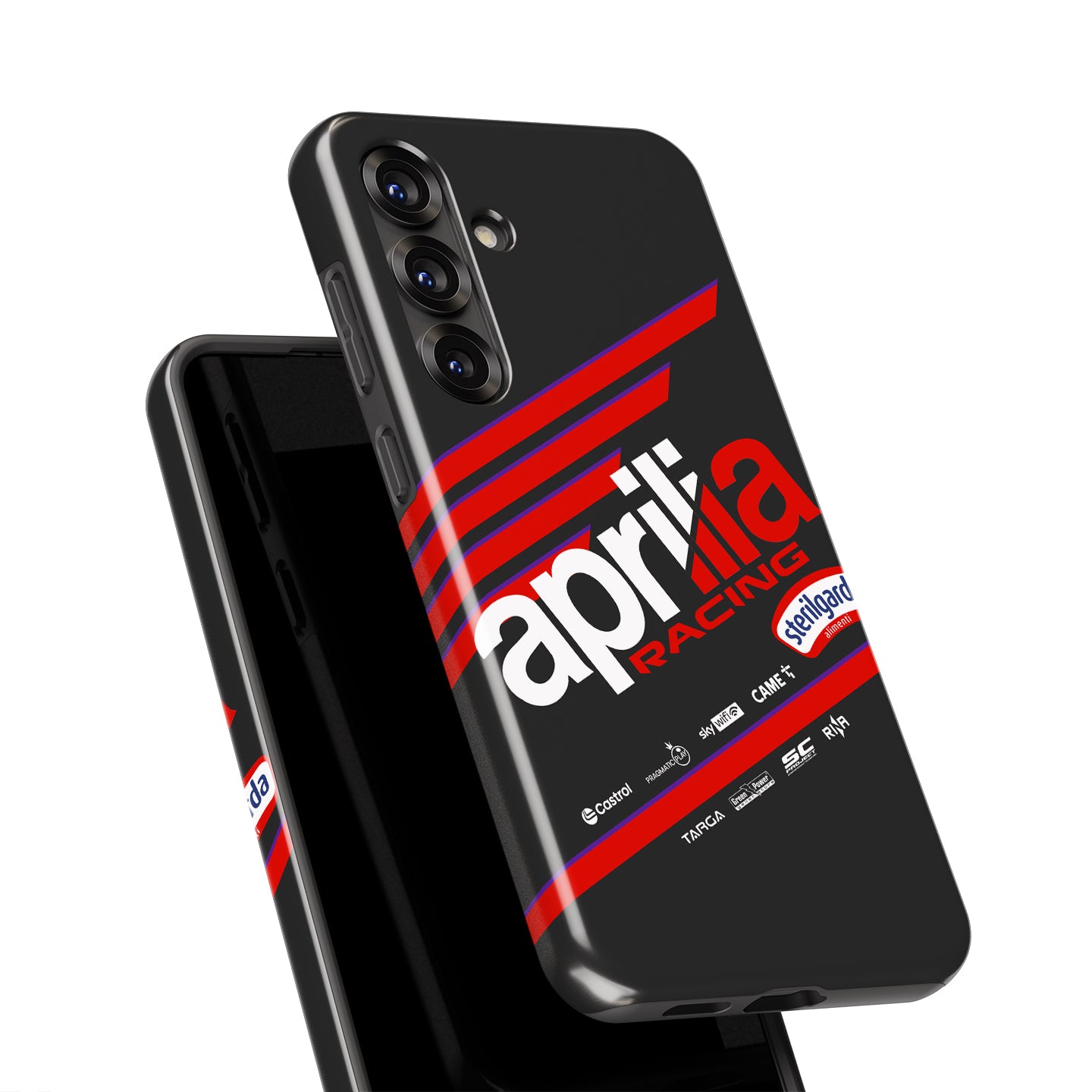 Aprilia Racing MotoGP 2025 Phone Case – Red & Black Striped Design for Samsung Galaxy | DIZZY CASE