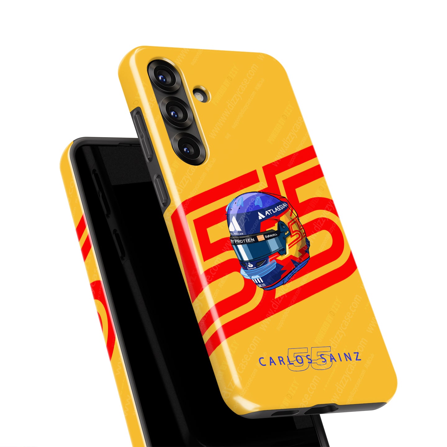 Carlos Sainz 2025 Helmet Tribute Phone Case – Red & Yellow 55 Design for Samsung Galaxy | DIZZY CASE