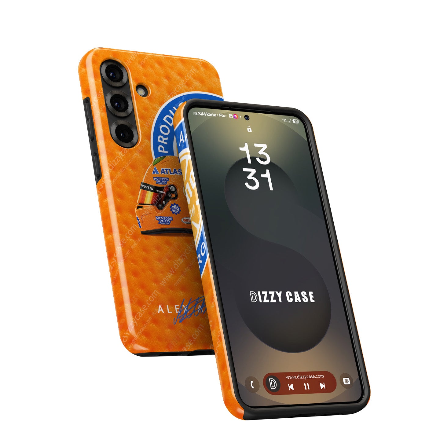 Alex Albon 2025 Miami GP Helmet Phone Case – Florida Orange Edition for Samsung Galaxy