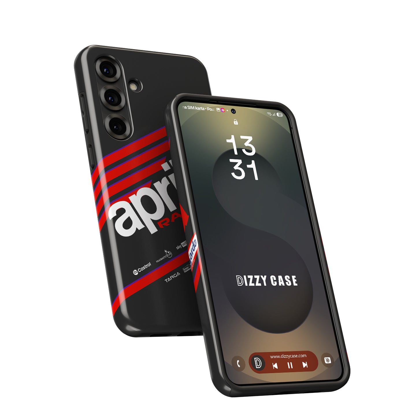 Aprilia Racing MotoGP 2025 Phone Case – Red & Black Striped Design for Samsung Galaxy | DIZZY CASE