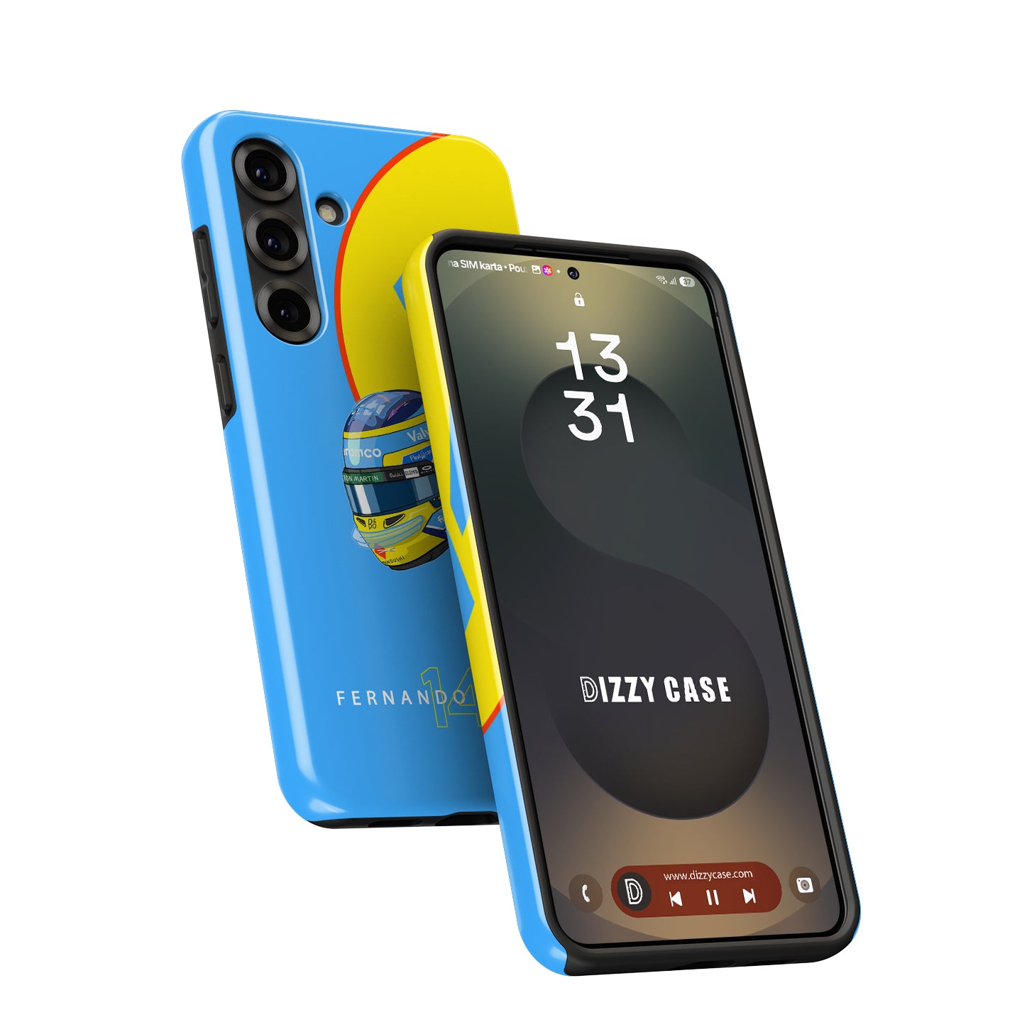 Fernando Alonso 2025 Helmet Phone Case – Aston Martin Livery (For Samsung) | DIZZY CASE