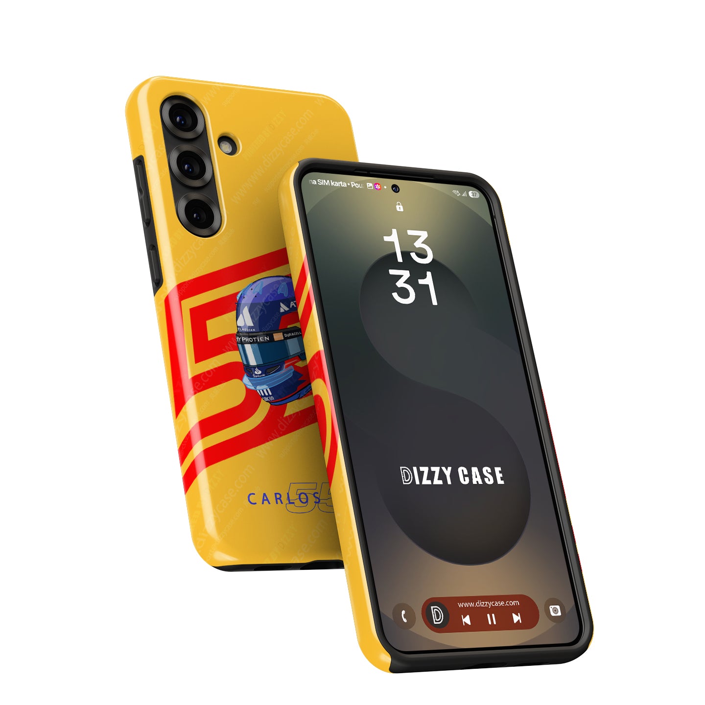 Carlos Sainz 2025 Helmet Tribute Phone Case – Red & Yellow 55 Design for Samsung Galaxy | DIZZY CASE