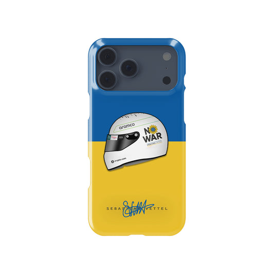 Stand for Peace with Sebastian Vettel’s 2022 "No War" Helmet Formula 1 racing iPhone case view 1