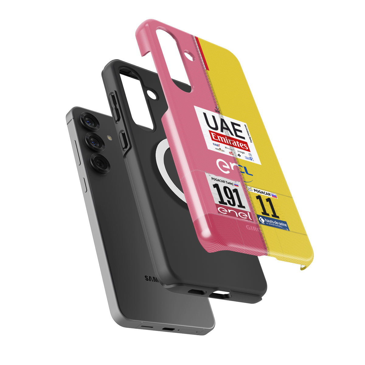 Tadej Pogačar 2024 Champion Phone Case | Yellow & Pink Jersey Design for Tour & Giro Fans