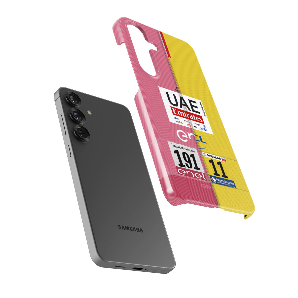 Tadej Pogačar 2024 Champion Phone Case | Yellow & Pink Jersey Design for Tour & Giro Fans